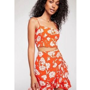 NWOT Free People ‘I’ve Got a Feeling’ Orange Floral Tank Top